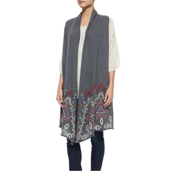 Johnny Was Women’s Tisha Embroidered Gray Cotton Vest Size XL $315 MSRP - Picture 3 of 8